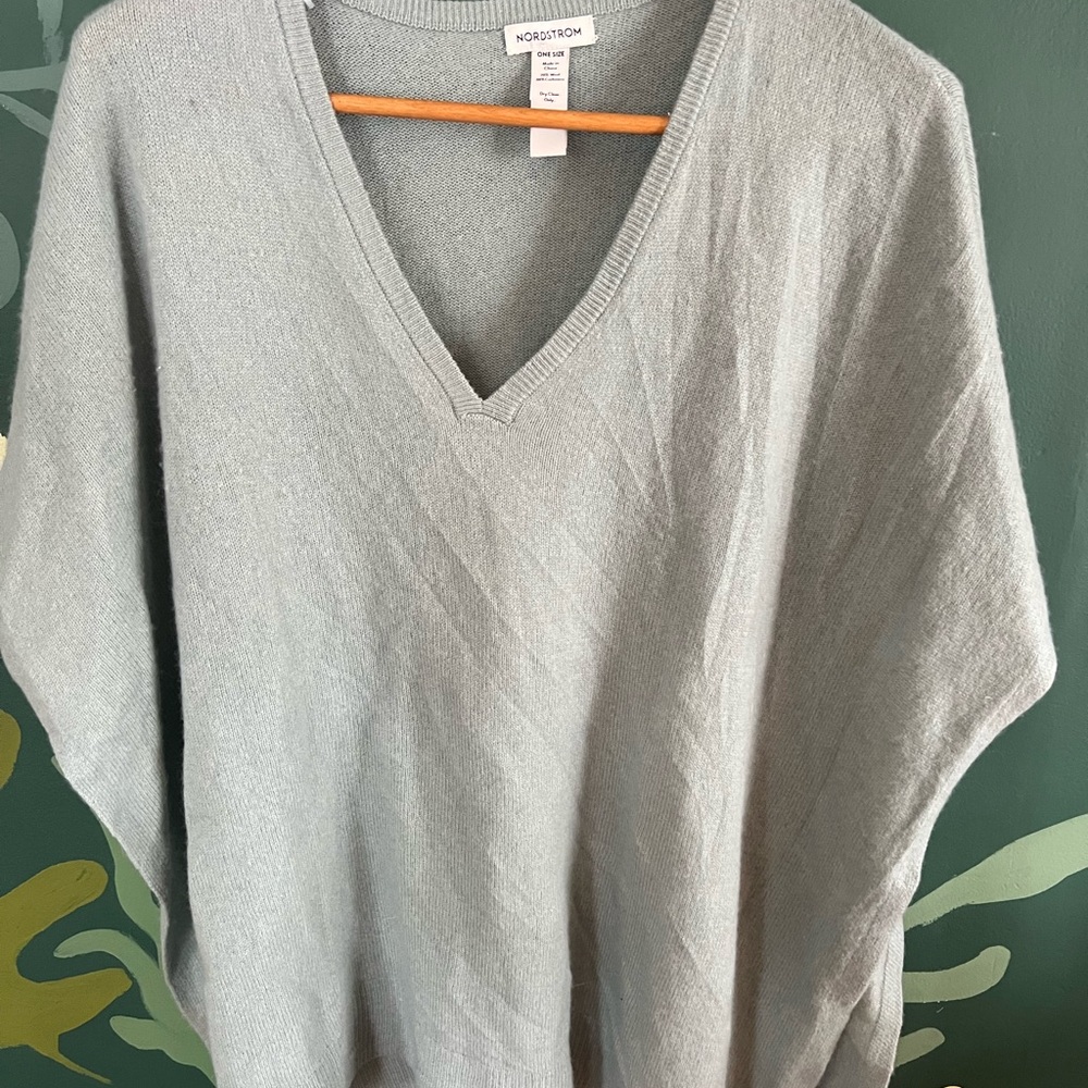 Nordstrom pale blue wool and cashmere poncho